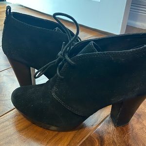 Giani Bernini Black Suede Booties, lace up ankle heeled boots